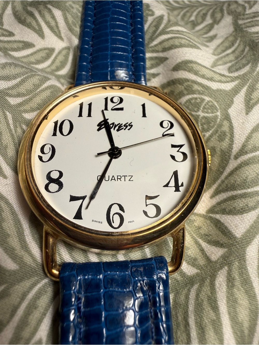 Express Gold-Tone Watch with Blue Strap